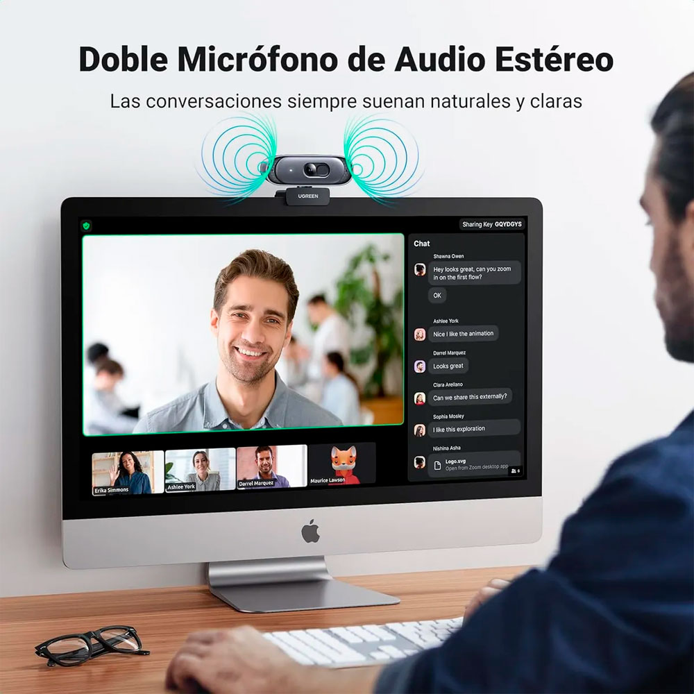 CÁMARA WEB UGREEN CM778 2K CON MICRÓFONO PARA PC - 6