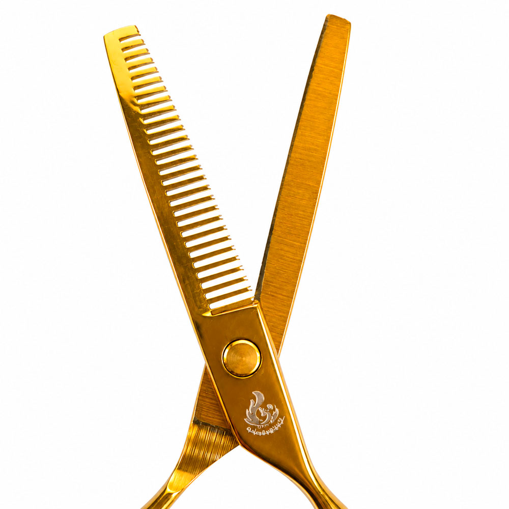 TIJERA DE PULIR GOLDEN PHOENIX PROFESIONAL PARA BARBERÍA 16.5CM - 2