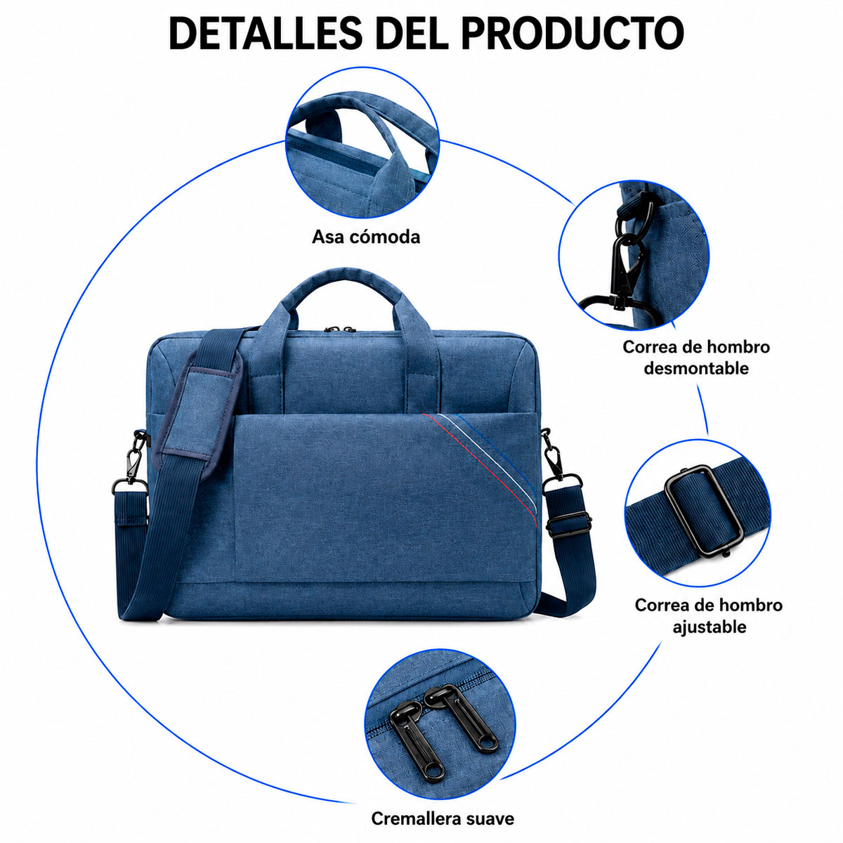 FUNDA PARA LAPTOP 15.6 PULGADAS CON CORREA AJUSTABLE - 5
