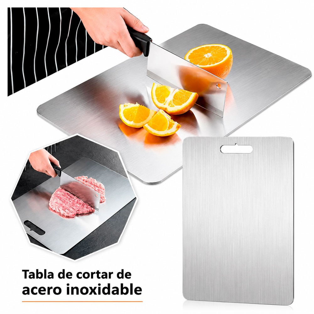 1. TABLA DE PICAR ACERO INOXIDABLE 30X44 CM PARA COCINA 8 MM - 1
