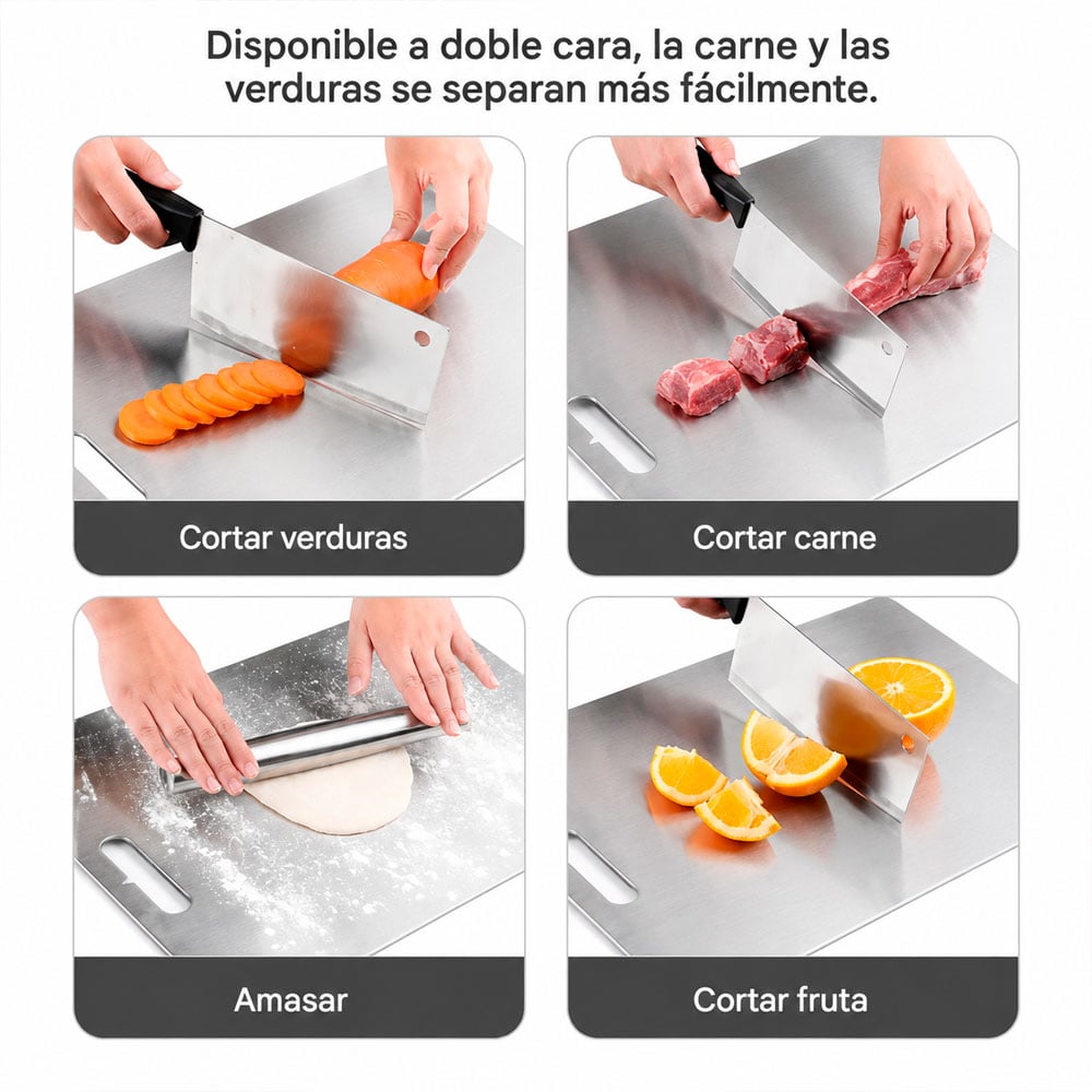 1. TABLA DE PICAR ACERO INOXIDABLE 30X44 CM PARA COCINA 8 MM - 5