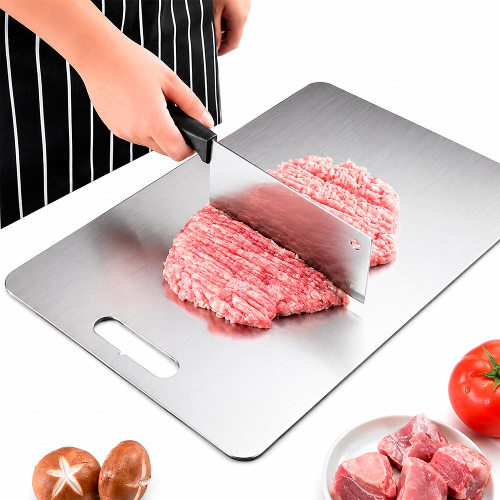 1. TABLA DE PICAR ACERO INOXIDABLE 30X44 CM PARA COCINA 8 MM - 6