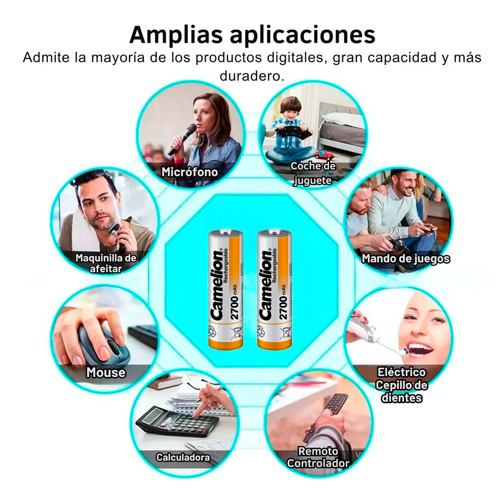 CARGADOR CAMELION BC-0904SM CON 4 PILAS AA RECARGABLES - 2