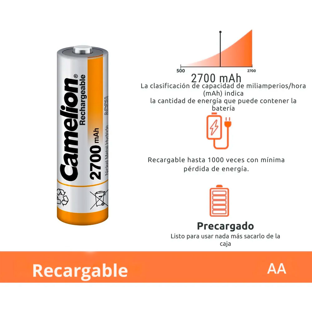 CARGADOR CAMELION BC-0904SM CON 4 PILAS AA RECARGABLES - 3