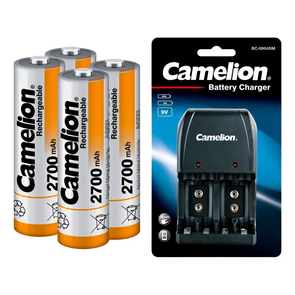 CARGADOR CAMELION BC-0904SM CON 4 PILAS AA RECARGABLES - 4