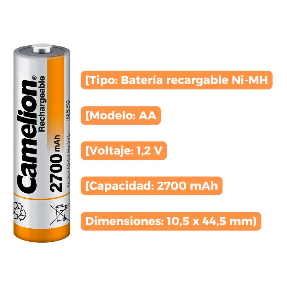 CARGADOR CAMELION BC-0904SM CON 4 PILAS AA RECARGABLES - 6