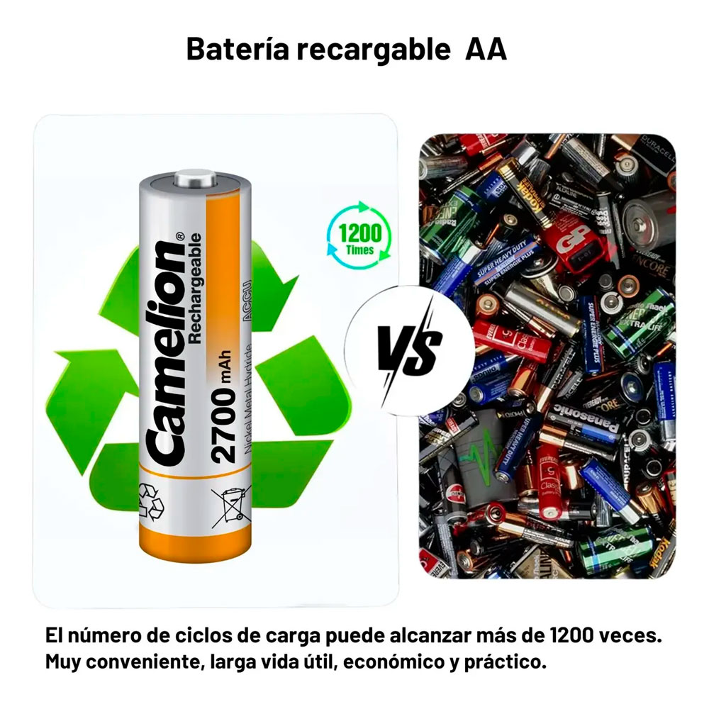 CARGADOR CAMELION BC-0904SM CON 4 PILAS AA RECARGABLES - 7