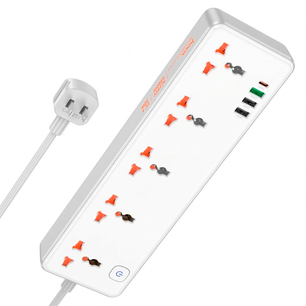 EXTENSIÓN ELÉCTRICA HOCO AC14 5 TOMAS 4 USB PD 30W CARGA RAPIDA - 2