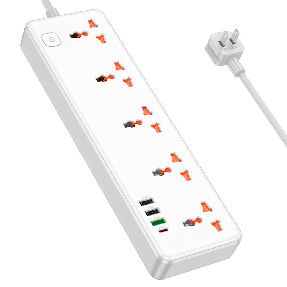 EXTENSIÓN ELÉCTRICA HOCO AC14 5 TOMAS 4 USB PD 30W CARGA RAPIDA - 3