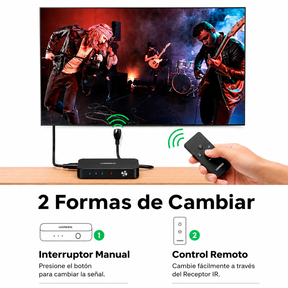 UGREEN SWITCH HDMI 3 ENTRADAS 1 SALIDA 4K 30HZ UGREEN CON CONTROL - 6