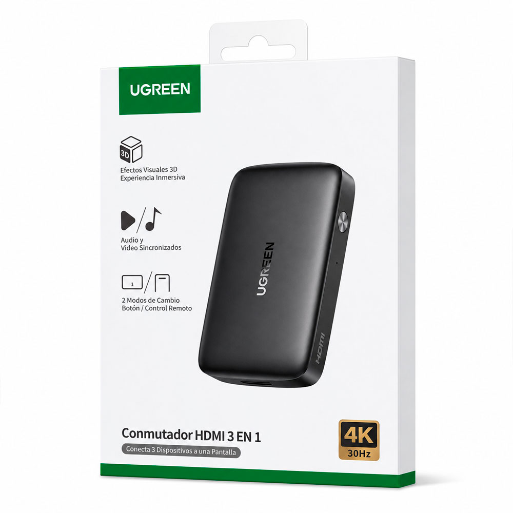UGREEN SWITCH HDMI 3 ENTRADAS 1 SALIDA 4K 30HZ UGREEN CON CONTROL - 9