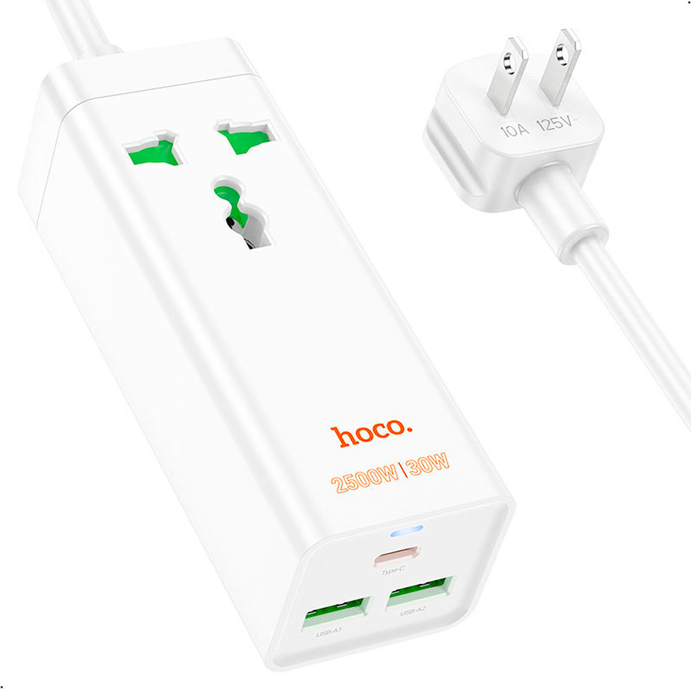EXTENSIÓN ELÉCTRICA CON CARGA RAPIDAHOCO AC9 USB-C 2 USB-A CARGA 30W - 2