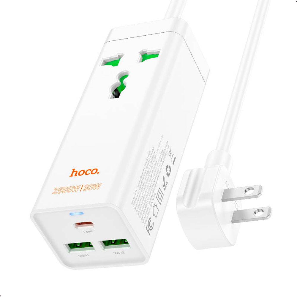 EXTENSIÓN ELÉCTRICA CON CARGA RAPIDAHOCO AC9 USB-C 2 USB-A CARGA 30W - 4