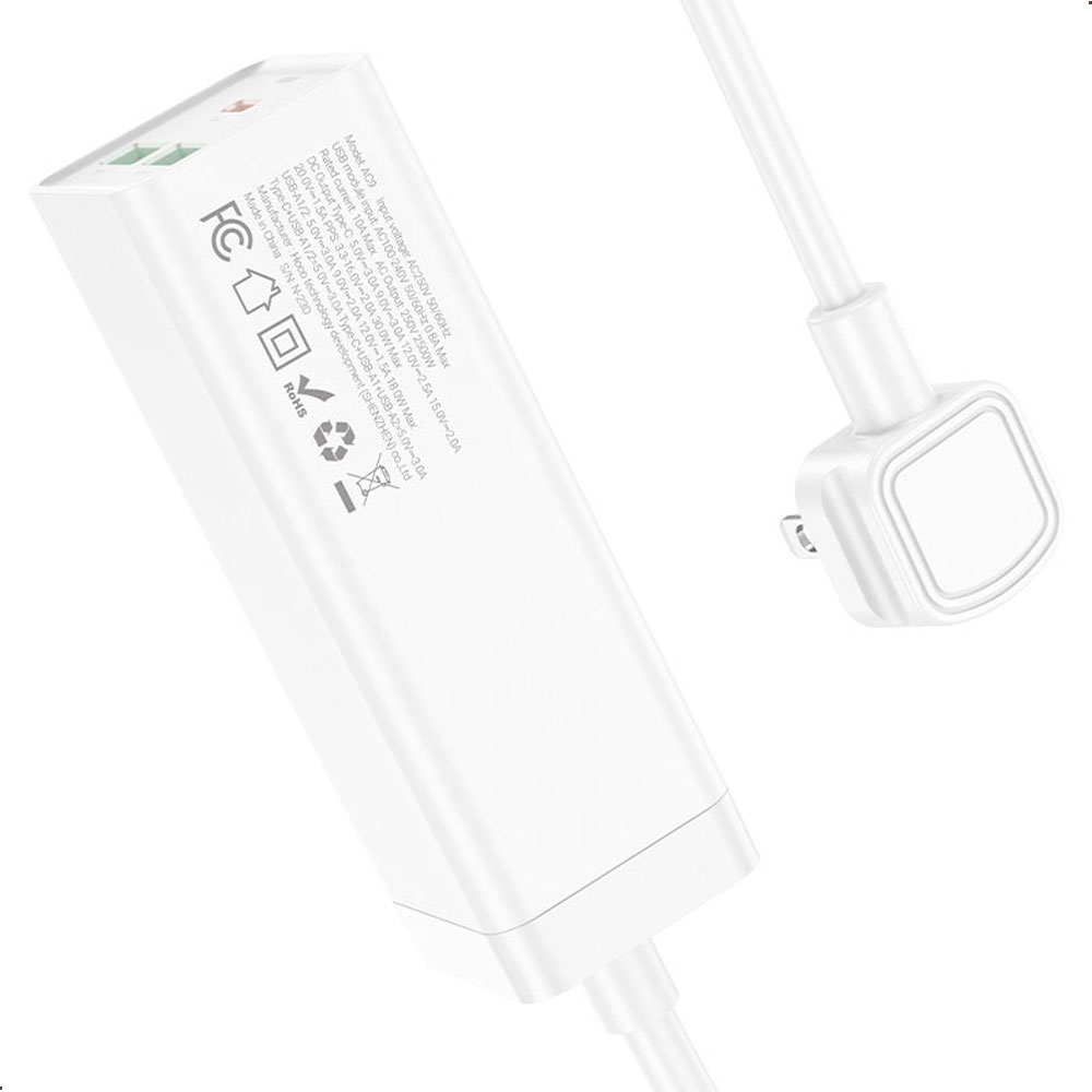 EXTENSIÓN ELÉCTRICA CON CARGA RAPIDAHOCO AC9 USB-C 2 USB-A CARGA 30W - 5