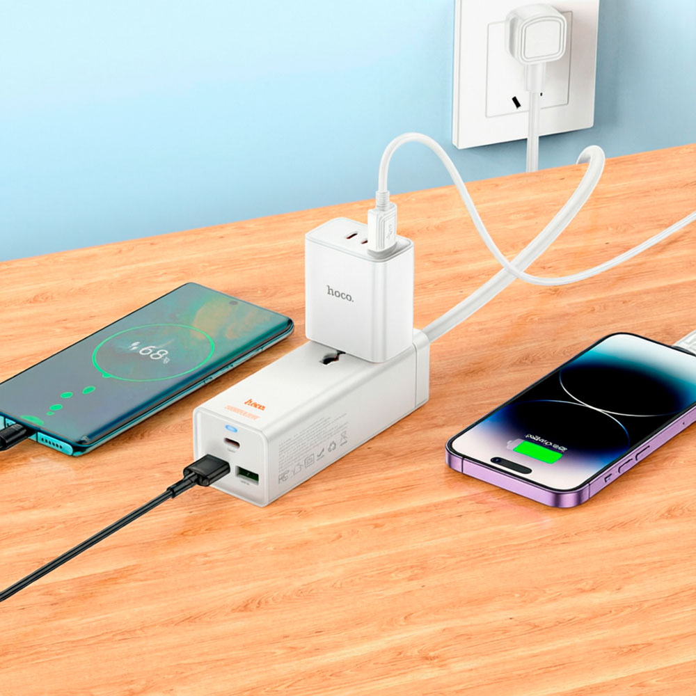 EXTENSIÓN ELÉCTRICA CON CARGA RAPIDAHOCO AC9 USB-C 2 USB-A CARGA 30W - 6