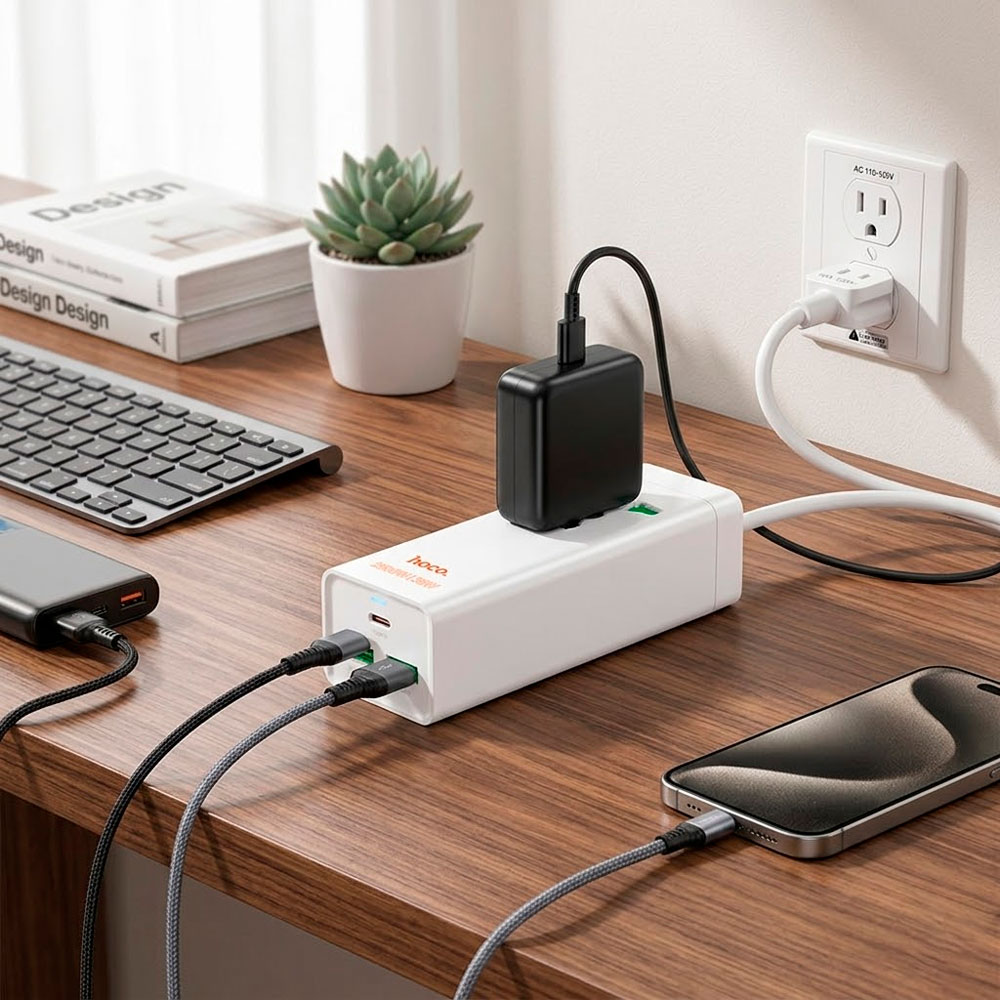 EXTENSIÓN ELÉCTRICA CON CARGA RAPIDAHOCO AC9 USB-C 2 USB-A CARGA 30W - 7
