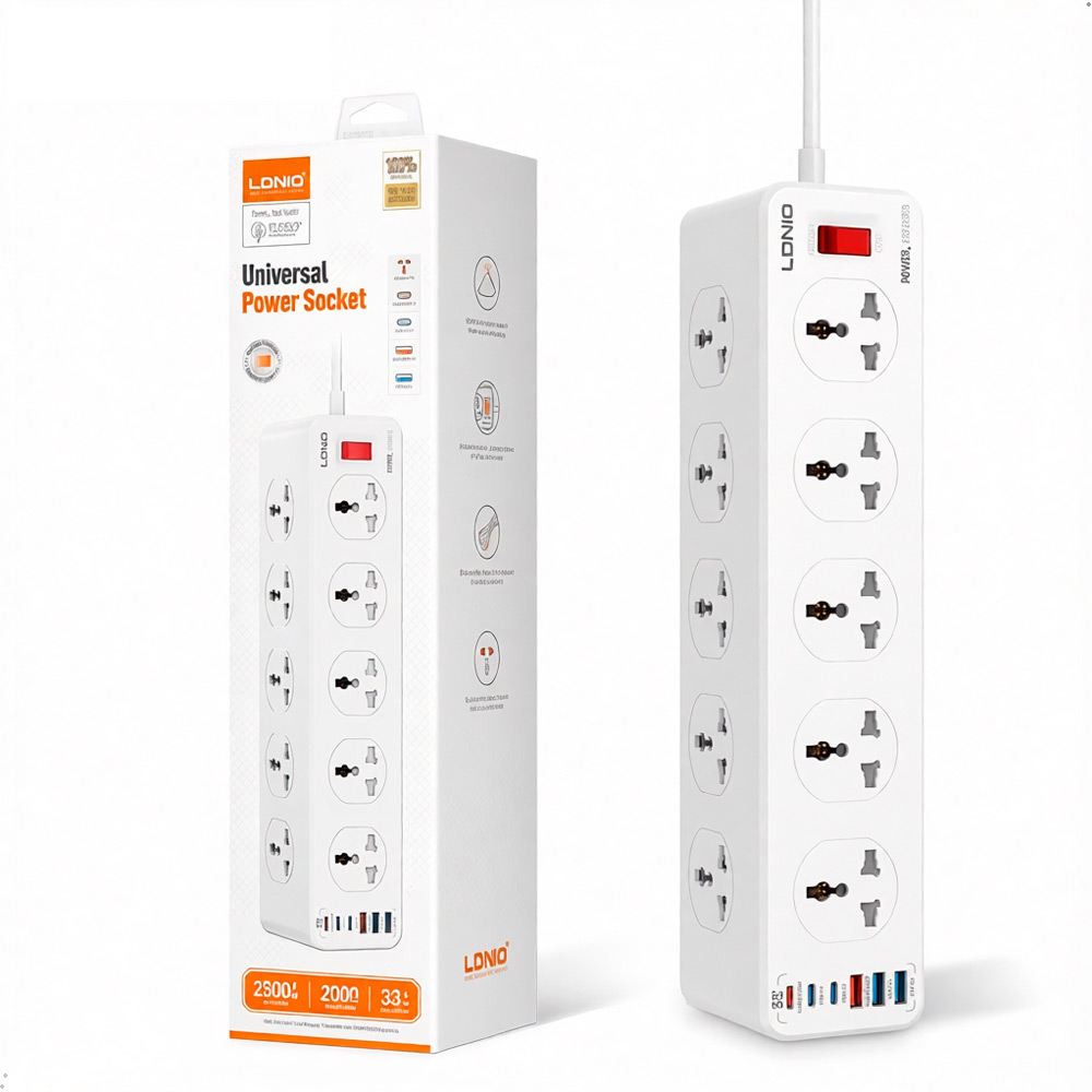 REGLETA TOMACORRIENTE LDNIO SC10610C CARGA RAPIDA USB - C 2M - 1