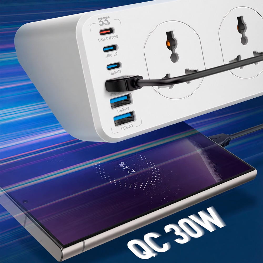 REGLETA TOMACORRIENTE LDNIO SC10610C CARGA RAPIDA USB - C 2M - 7