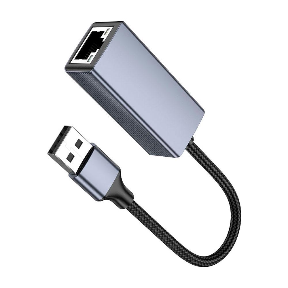 ADAPTADOR USB TIPO C A ETHERNET RJ45 HOCO RED GIGABIT ALTA VELOCIDAD - 8