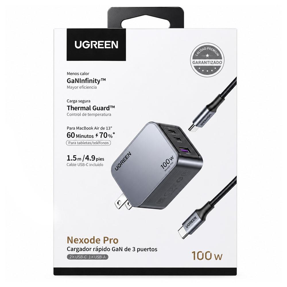 CARGADOR UGREEN X757 NEXODE PRO GAN 100W USB C 3 PUERTOS - 7