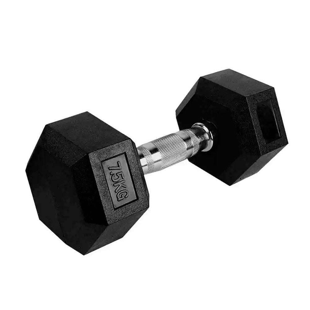 PAR PESAS HEXAGONALES 7.5 KG CAUCHO MANCUERNAS GIMNASIO - 2