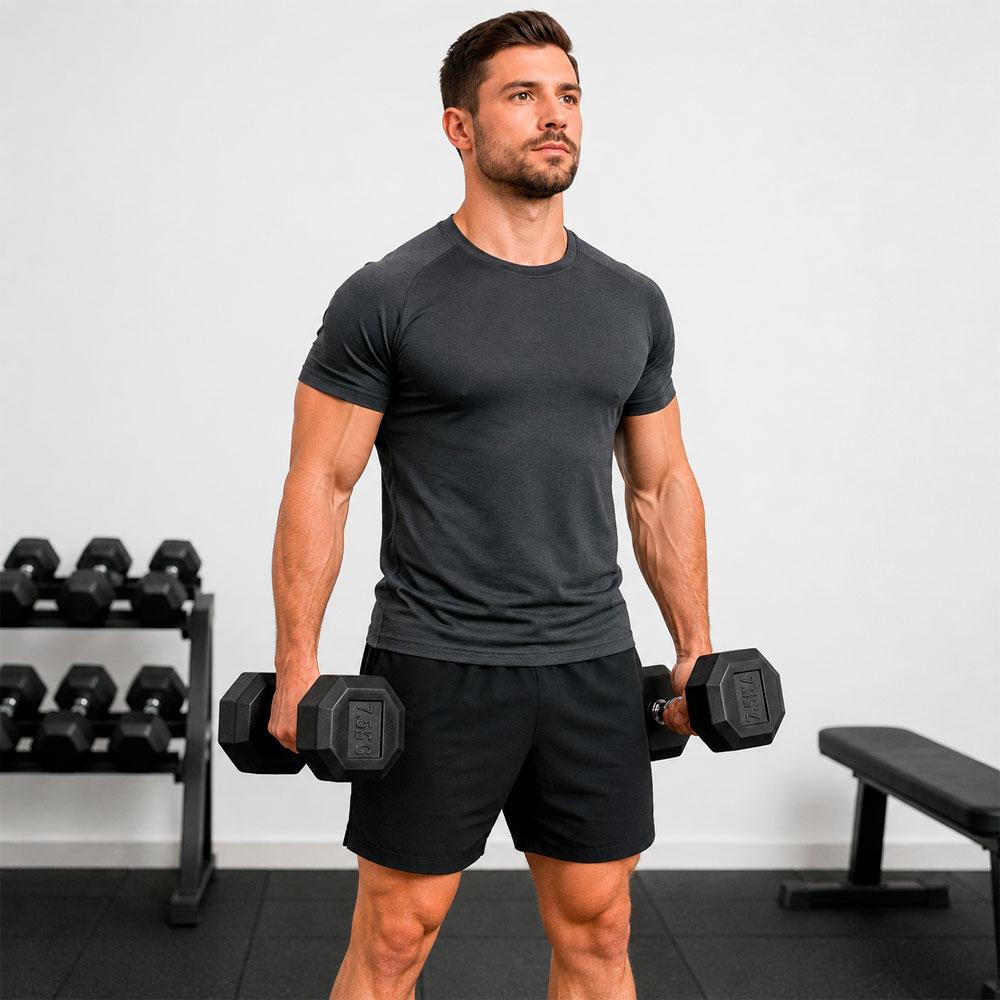 PAR PESAS HEXAGONALES 7.5 KG CAUCHO MANCUERNAS GIMNASIO - 7