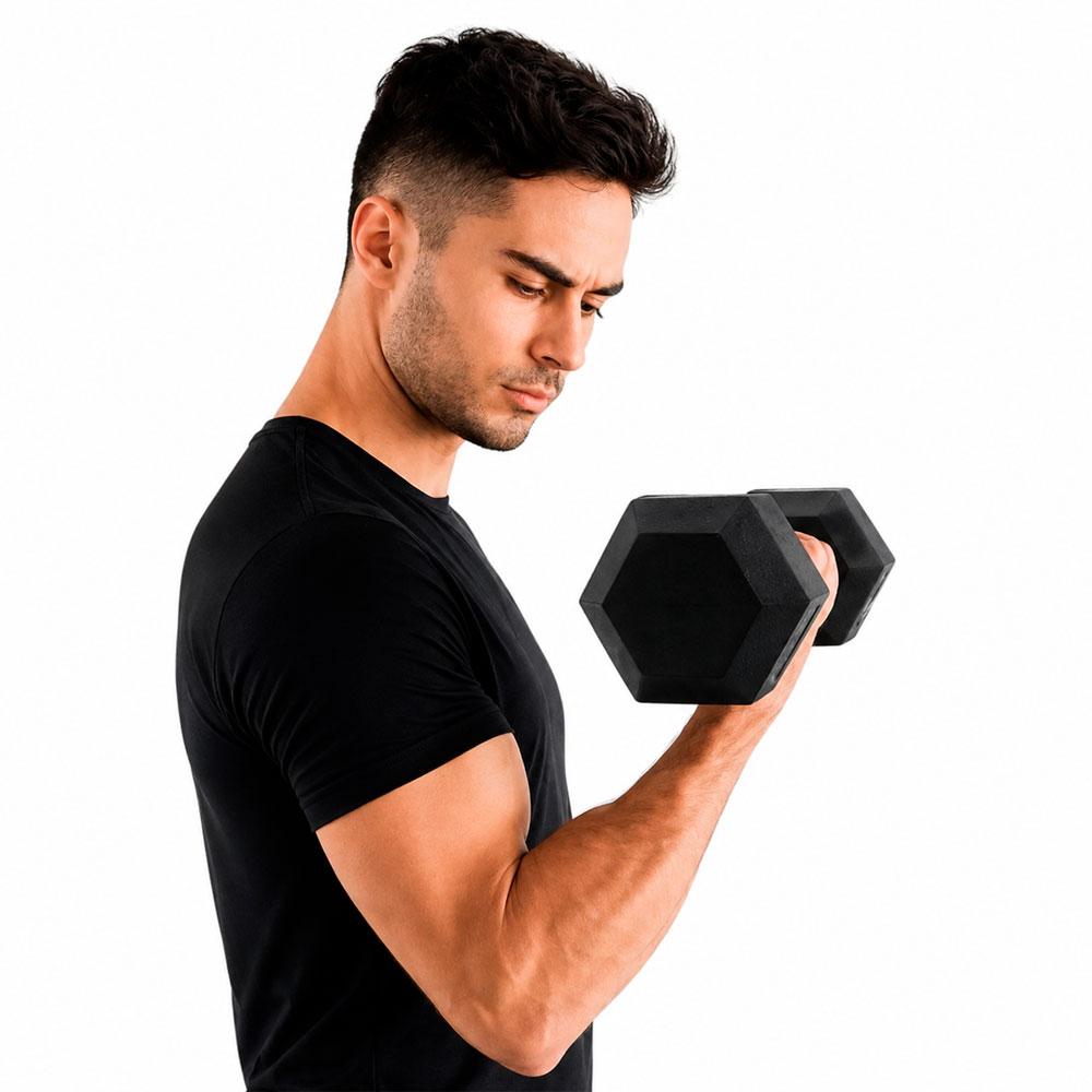 PAR PESAS HEXAGONALES 7.5 KG CAUCHO MANCUERNAS GIMNASIO - 8