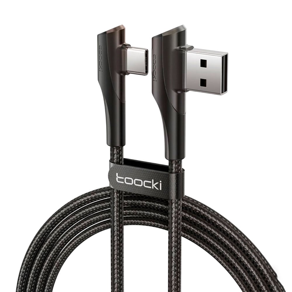 CABLE USB A TIPO C TOOCKI 3A CARGA RÁPIDA CON CONECTOR 90 GRADOS - 1