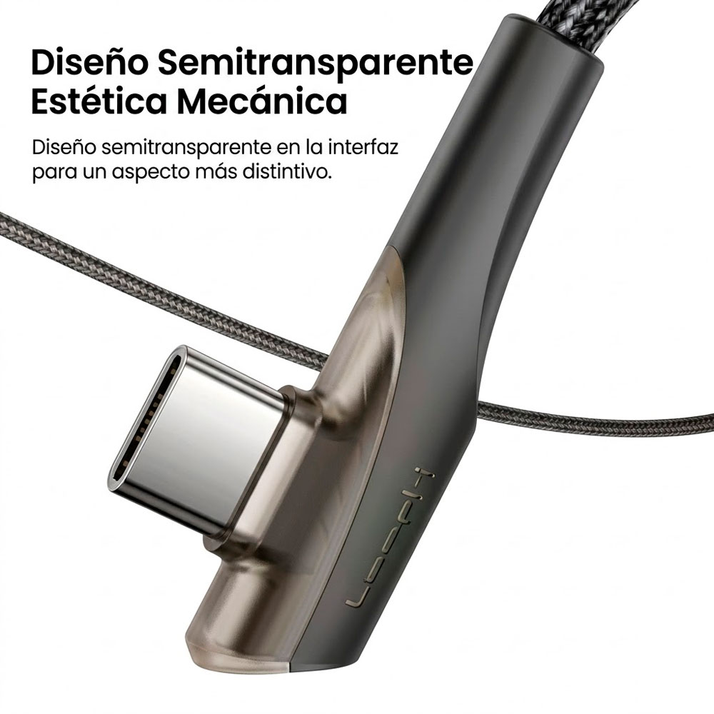 CABLE USB A TIPO C TOOCKI 3A CARGA RÁPIDA CON CONECTOR 90 GRADOS - 6