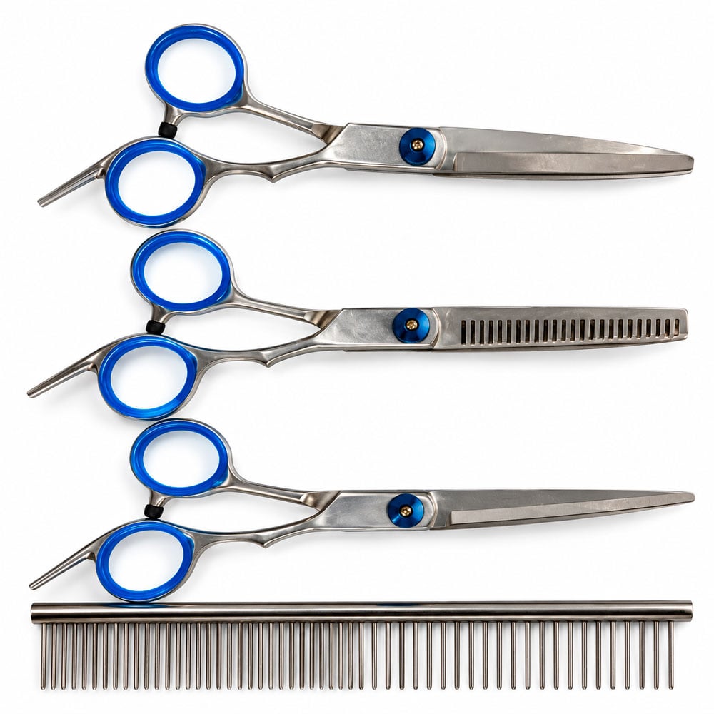 KIT DE PELUQUERÍA PARA MASCOTAS CON 3 TIJERAS PEINE Y ESTUCHE - 2