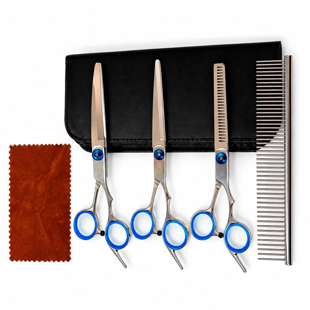 KIT DE PELUQUERÍA PARA MASCOTAS CON 3 TIJERAS PEINE Y ESTUCHE - 3