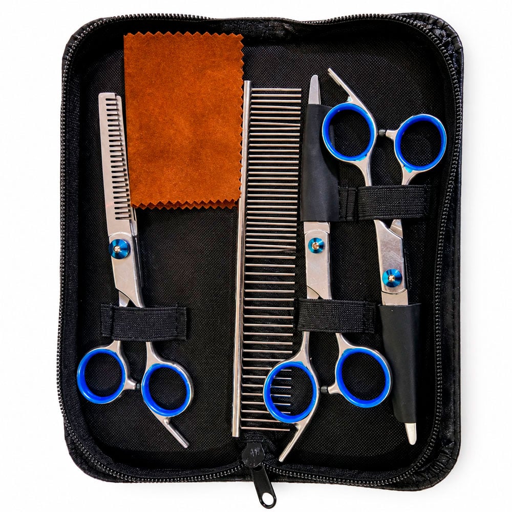 KIT DE PELUQUERÍA PARA MASCOTAS CON 3 TIJERAS PEINE Y ESTUCHE - 5