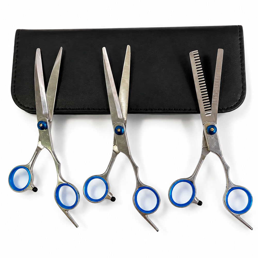 KIT DE PELUQUERÍA PARA MASCOTAS CON 3 TIJERAS PEINE Y ESTUCHE - 7