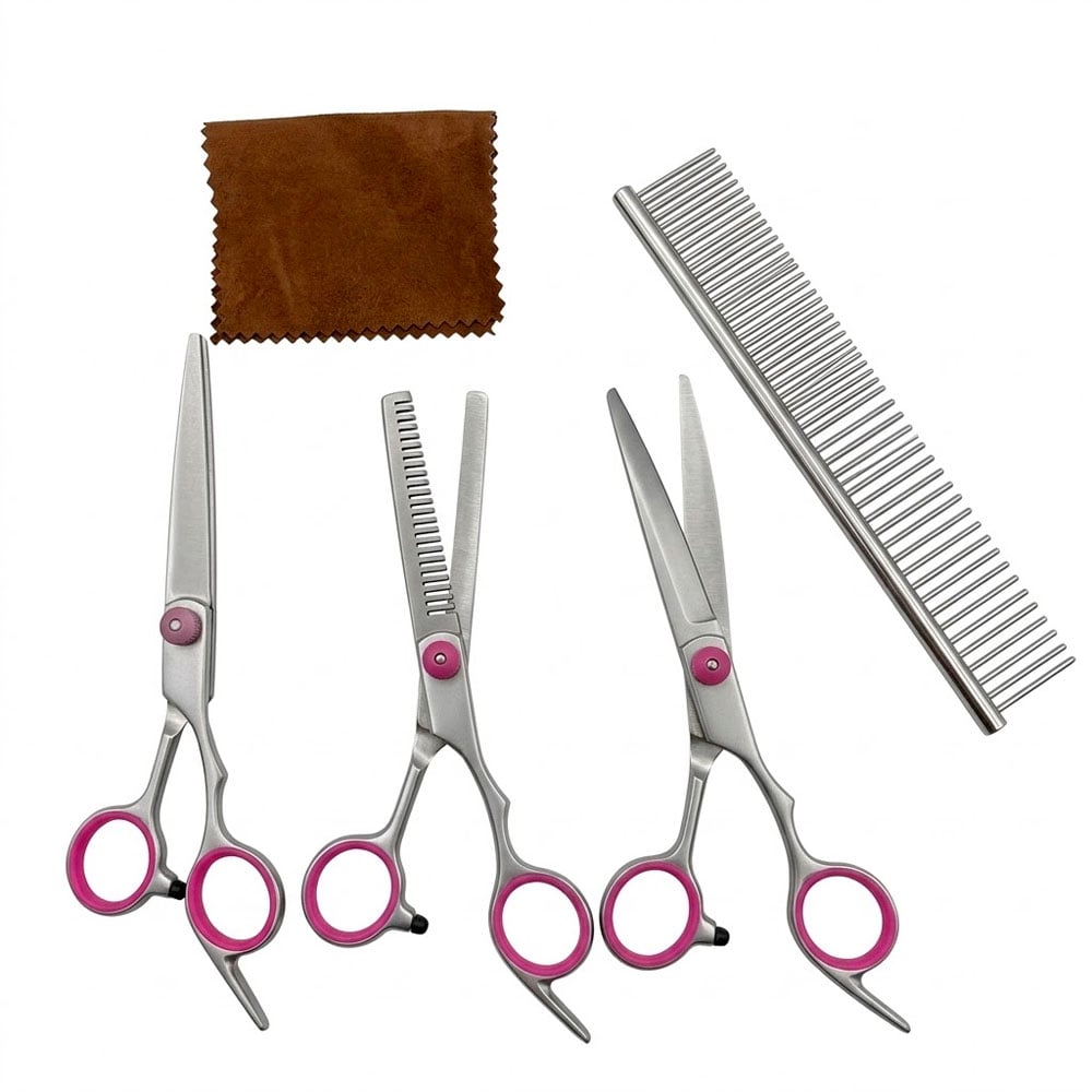 KIT DE PELUQUERÍA PARA MASCOTAS CON 3 TIJERAS PEINE Y ESTUCHE - 5