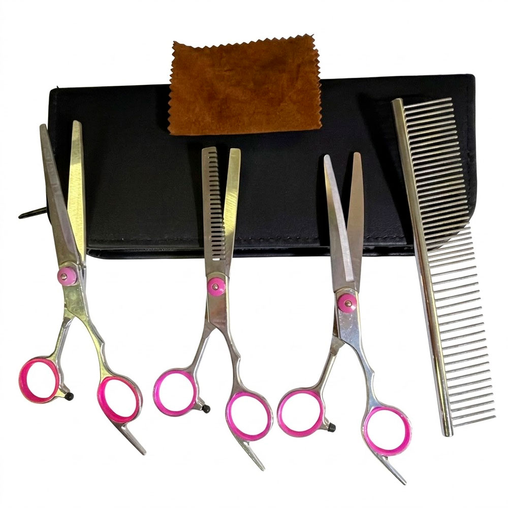 KIT DE PELUQUERÍA PARA MASCOTAS CON 3 TIJERAS PEINE Y ESTUCHE - 7