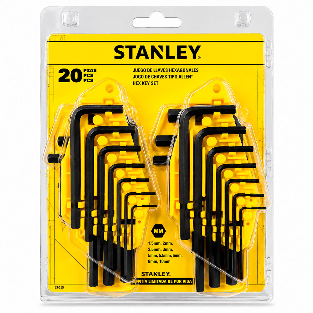 JUEGO DE LLAVES ALLEN HEXAGONALES STANLEY 20 PIEZAS DE ACERO - 6