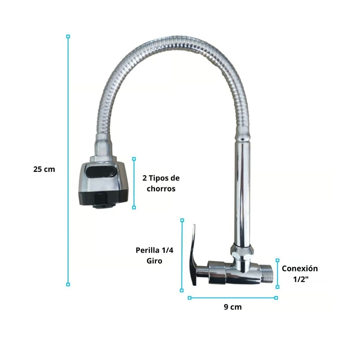 LLAVE PARA LAVADERO FLEXIBLE CROMADO C&A - 2