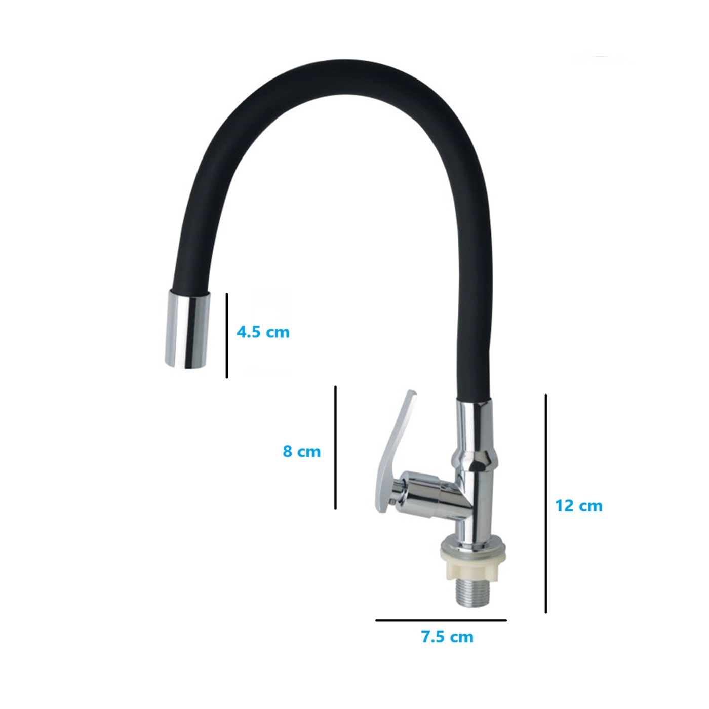 LLAVE PARA LAVADERO FLEXIBLE AL MUEBLE NEGRO CYA - 2