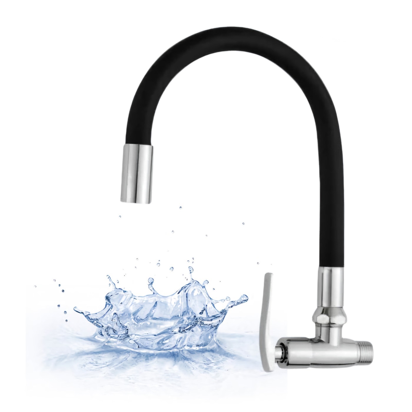 LLAVE PARA LAVADERO FLEXIBLE A LA PARED NEGRO CYA - 1