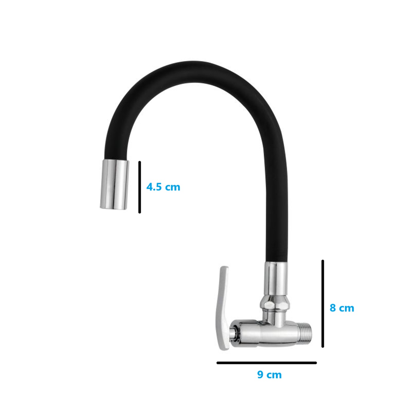 LLAVE PARA LAVADERO FLEXIBLE A LA PARED NEGRO CYA - 2