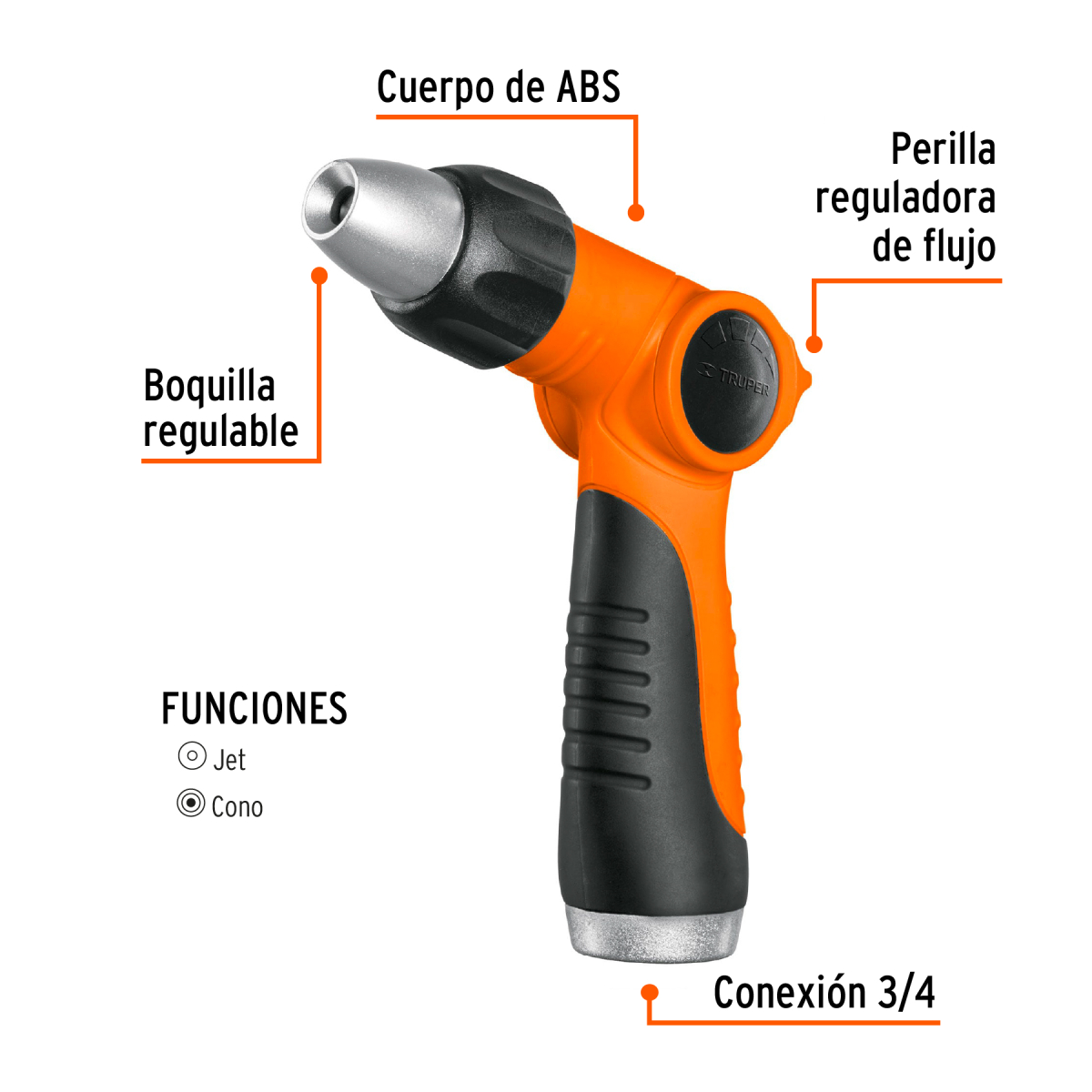 MANGUERA DE RIEGO 1/2' 20 METROS MÁS  PISTOLA DE RIEGO 2 FUNCIONES Y PORTAMANGUERA TRUPER - 3
