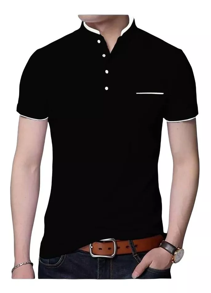 POLOS CUELLO CHINO / MAO MANGA CORTA DE VERANO PARA HOMBRES - 1