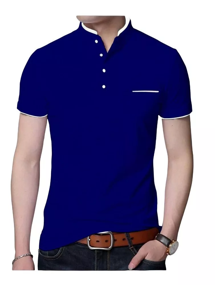 POLOS CUELLO CHINO / MAO MANGA CORTA DE VERANO PARA HOMBRES - 1