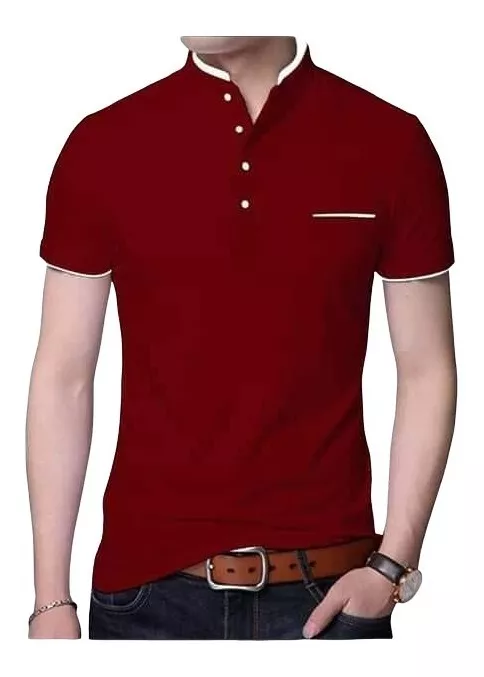 POLOS CUELLO CHINO / MAO MANGA CORTA DE VERANO PARA HOMBRES - 1