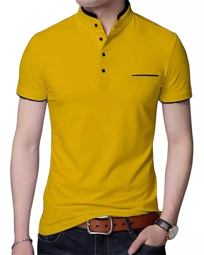 POLOS CUELLO CHINO / MAO  MANGA CORTA DE VERANO PARA HOMBRES - 1
