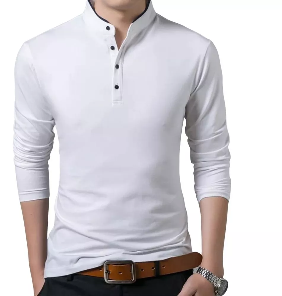 POLOS MANGA LARGA CUELLO CHINO, MAO, NERU SLIM FIT DE HOMBRE - 1