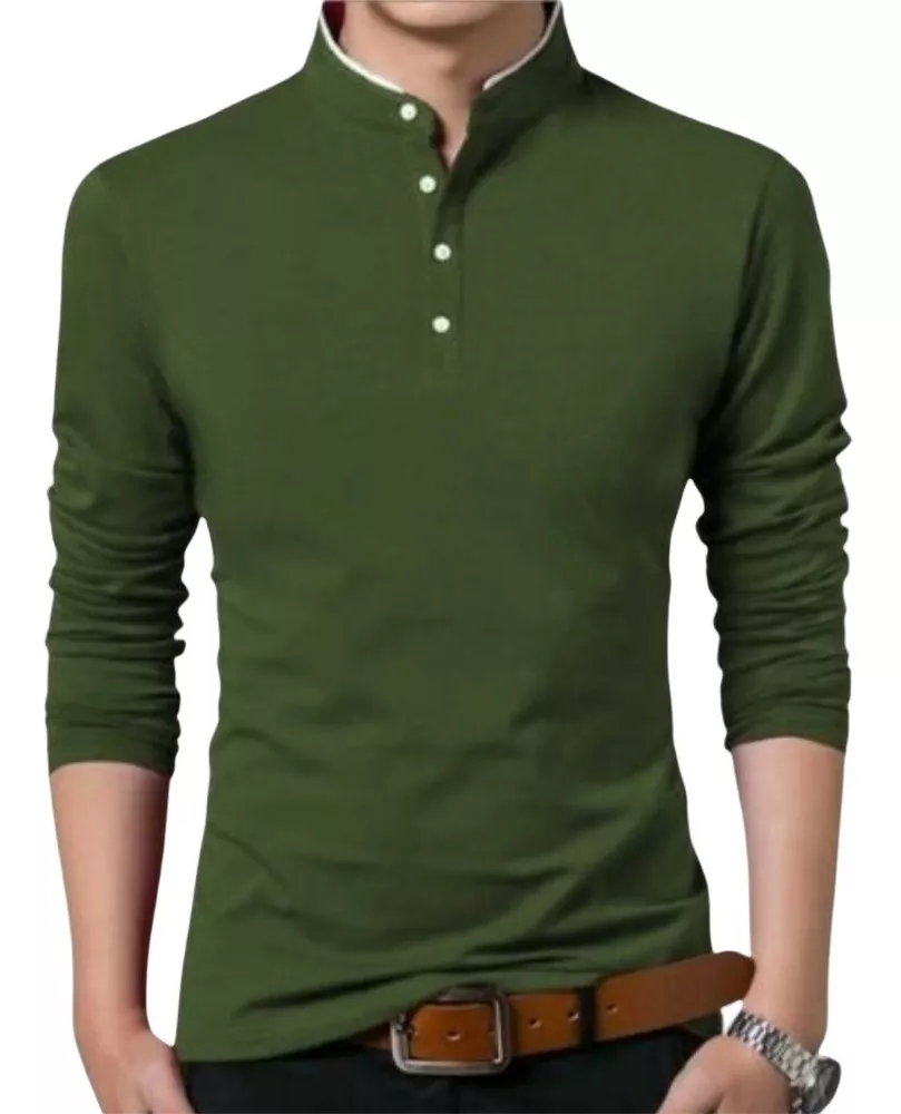 POLOS MANGA LARGA CUELLO CHINO, MAO, NERU SLIM FIT DE HOMBRE - 1