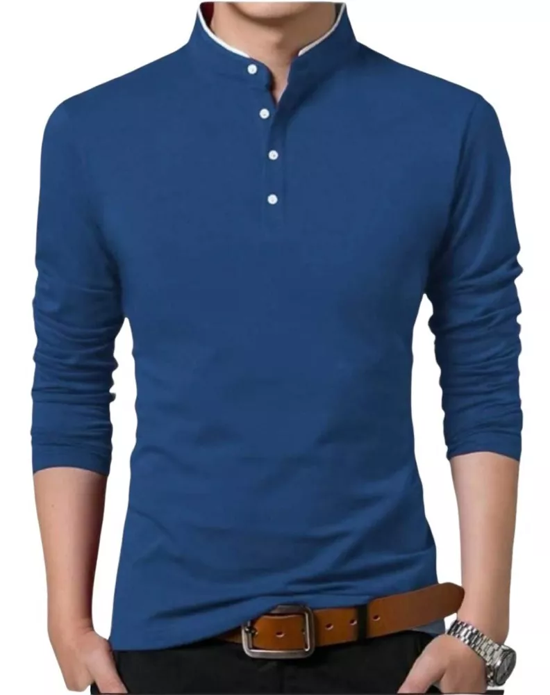 POLOS MANGA LARGA CUELLO CHINO, MAO, NERU SLIM FIT DE HOMBRE - 1