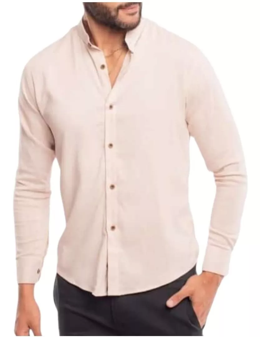 CAMISA MANGA LARGA LINO HOMBRE OTROS DE LINO CUELLO MAO - 1
