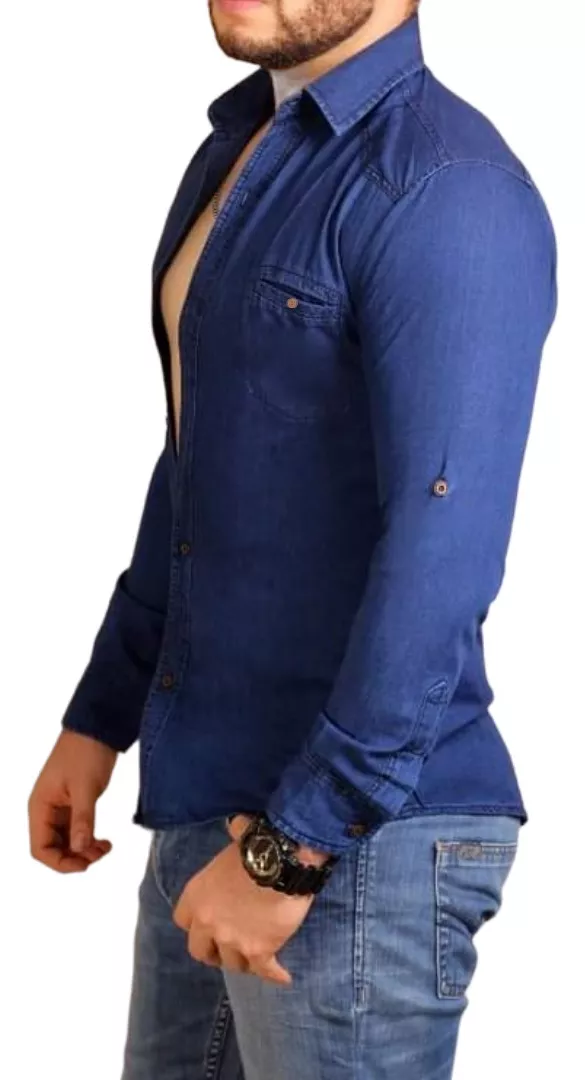 CAMISA MANGA LARGA HOMBRE JEAN CUELLO - 1